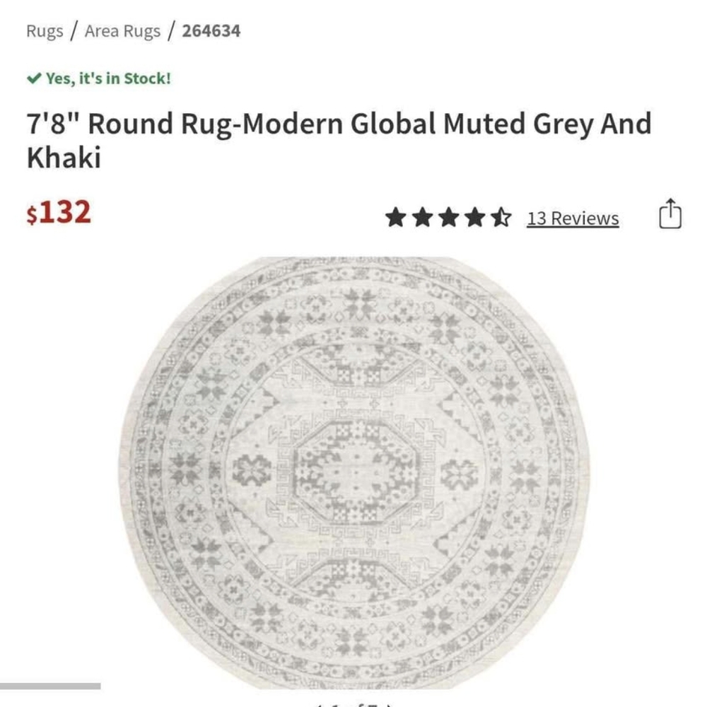 Round Modern Global Rug in Grey and Khaki